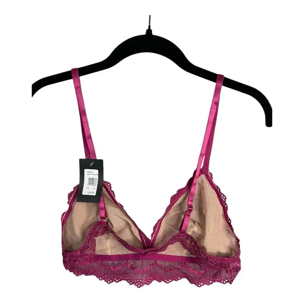 Frederick’s of Hollywood Caroline Lace & Mesh Lined‎ Bralette 1X Fuchsia NWT
